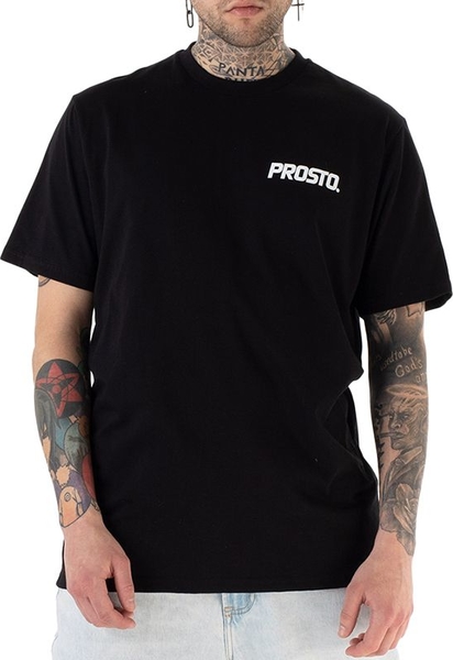 Czarny t-shirt Prosto. z krótkim rękawem z bawełny