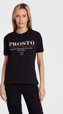 Czarny t-shirt Prosto. z okrągłym dekoltem