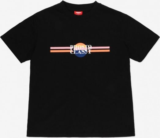 Czarny t-shirt Prosto. z okrągłym dekoltem z krótkim rękawem w stylu klasycznym