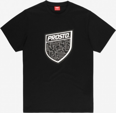 Czarny t-shirt Prosto. z żakardu w młodzieżowym stylu z nadrukiem