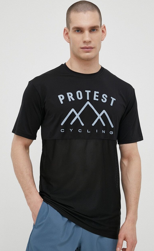 Czarny t-shirt Protest z krótkim rękawem