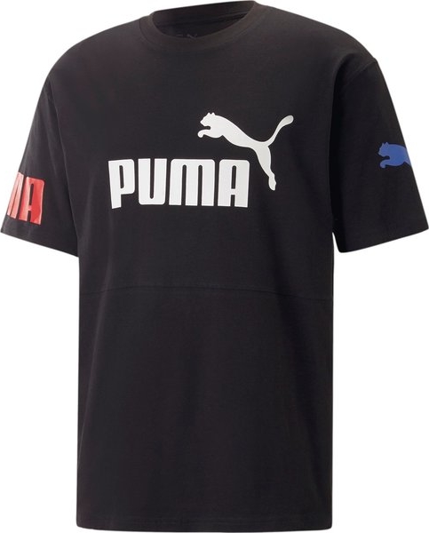 Czarny t-shirt Puma w sportowym stylu z bawełny