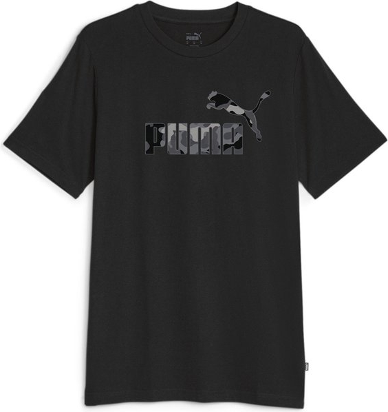 Czarny t-shirt Puma w sportowym stylu z bawełny z krótkim rękawem
