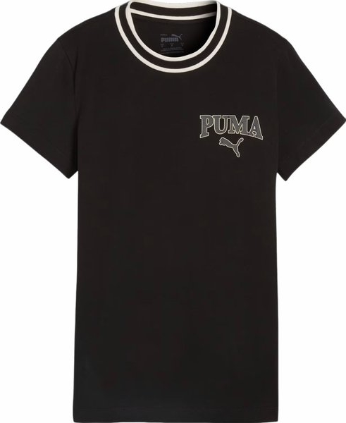 Czarny t-shirt Puma w sportowym stylu z okrągłym dekoltem z krótkim rękawem
