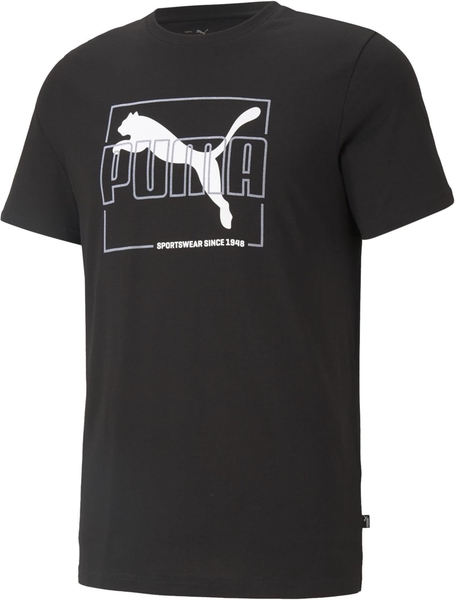 Czarny t-shirt Puma z bawełny w sportowym stylu z krótkim rękawem