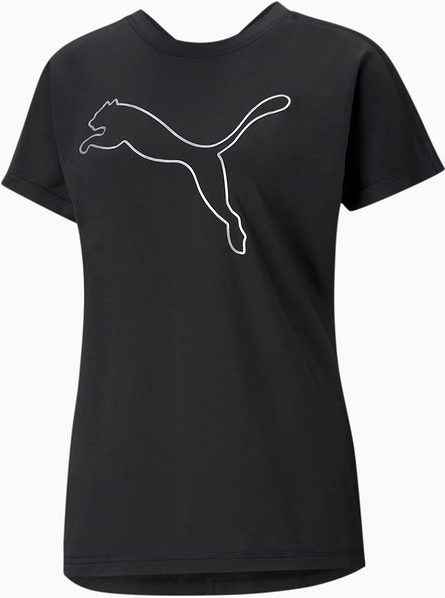 Czarny t-shirt Puma z krótkim rękawem z dżerseju w sportowym stylu