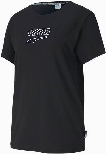 Czarny t-shirt Puma z krótkim rękawem z okrągłym dekoltem