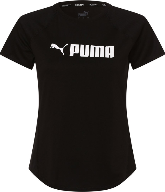 Czarny t-shirt Puma z krótkim rękawem z okrągłym dekoltem z bawełny