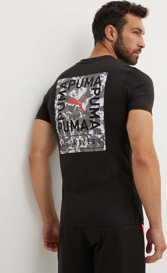 Czarny t-shirt Puma z nadrukiem w młodzieżowym stylu