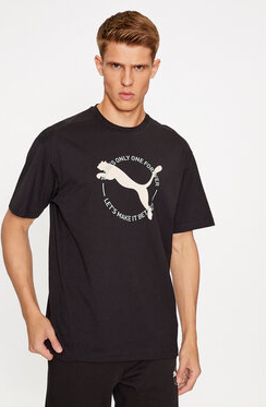Czarny t-shirt Puma z nadrukiem w sportowym stylu