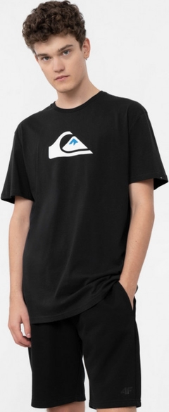 Czarny t-shirt Quiksilver z nadrukiem z krótkim rękawem