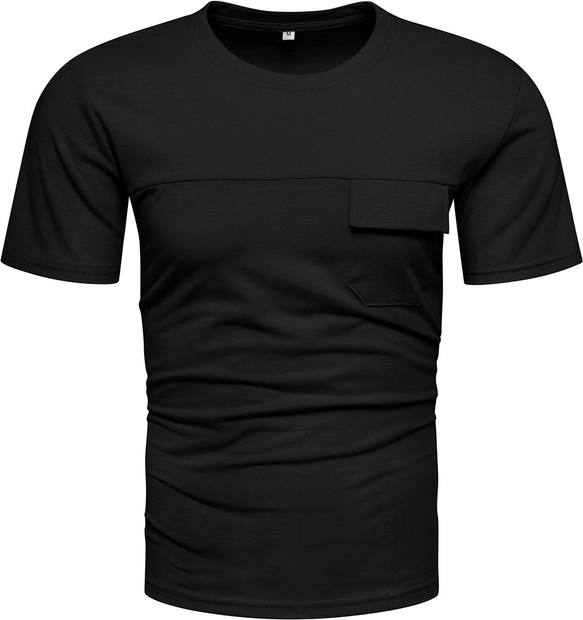 Czarny t-shirt Recea z bawełny