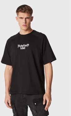 Czarny t-shirt Redefined Rebel w młodzieżowym stylu z krótkim rękawem