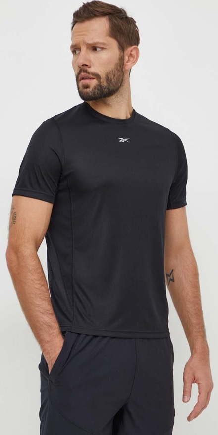 Czarny t-shirt Reebok w sportowym stylu z krótkim rękawem