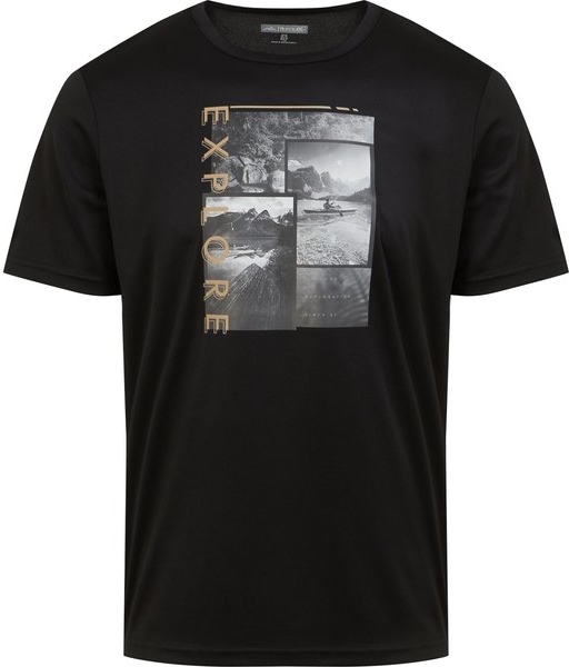 Czarny t-shirt Regatta z tkaniny z krótkim rękawem z nadrukiem