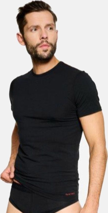 Czarny t-shirt Rene Vilard z krótkim rękawem w stylu casual