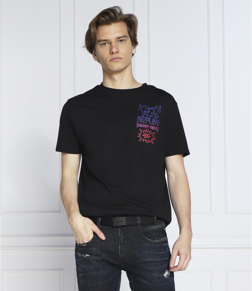 Czarny t-shirt Replay w młodzieżowym stylu