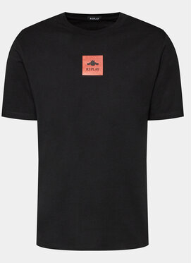 Czarny t-shirt Replay z krótkim rękawem