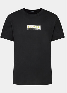 Czarny t-shirt Replay z krótkim rękawem w młodzieżowym stylu