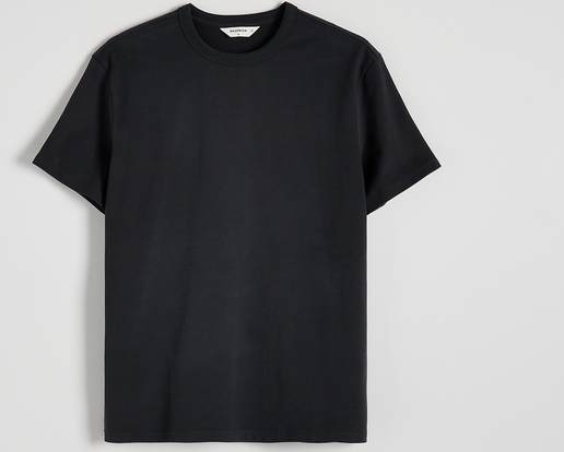 Czarny t-shirt Reserved w stylu casual z krótkim rękawem