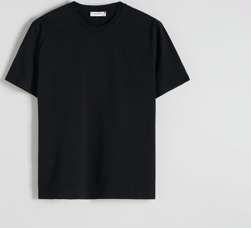 Czarny t-shirt Reserved z bawełny