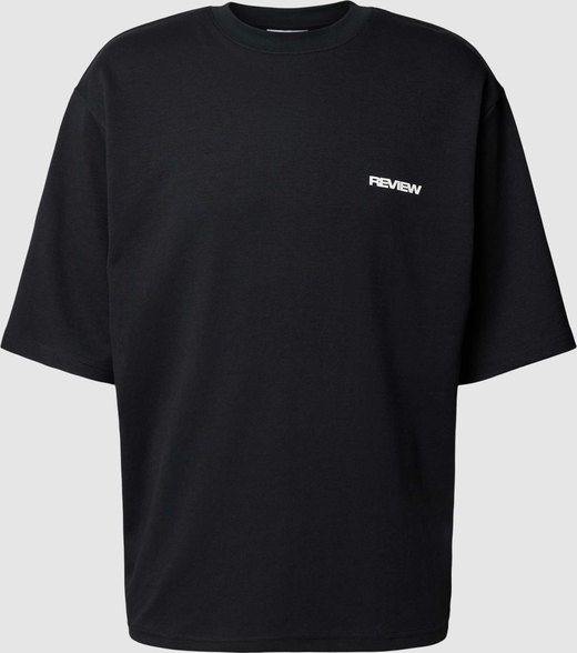 Czarny t-shirt Review w stylu casual z krótkim rękawem