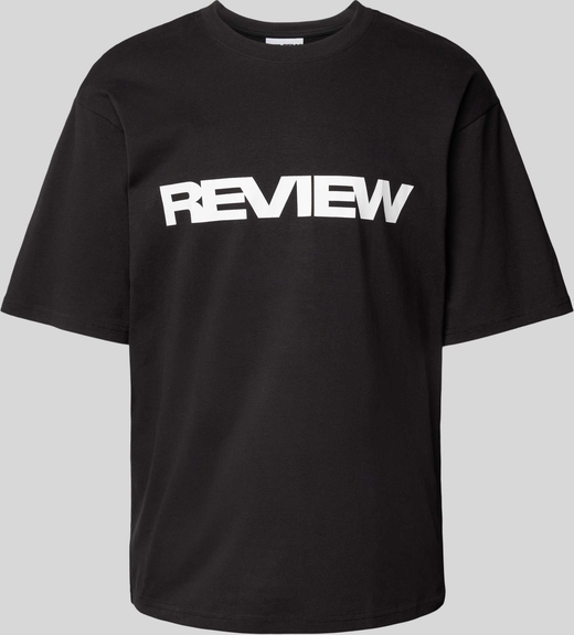 Czarny t-shirt Review z bawełny w młodzieżowym stylu