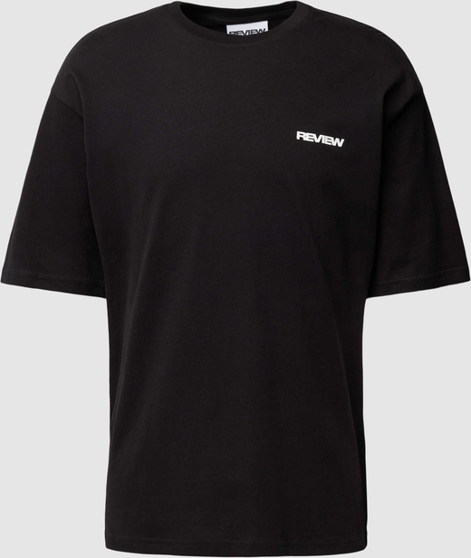 Czarny t-shirt Review z bawełny z krótkim rękawem