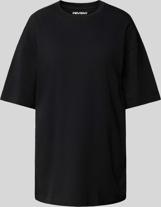 Czarny t-shirt Review z okrągłym dekoltem w stylu casual