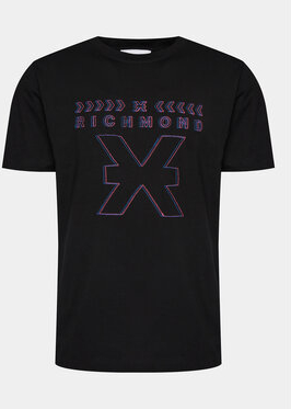 Czarny t-shirt Richmond X z krótkim rękawem w młodzieżowym stylu