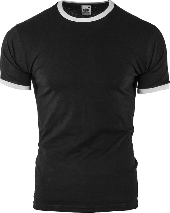 Czarny t-shirt Risardi z krótkim rękawem w stylu casual
