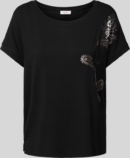 Czarny t-shirt S.Oliver z krótkim rękawem
