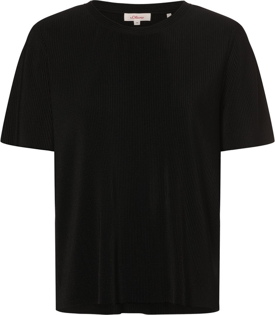 Czarny t-shirt S.Oliver z krótkim rękawem w stylu casual