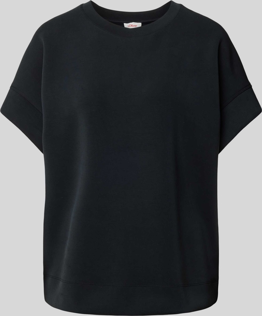 Czarny t-shirt S.Oliver z okrągłym dekoltem z krótkim rękawem