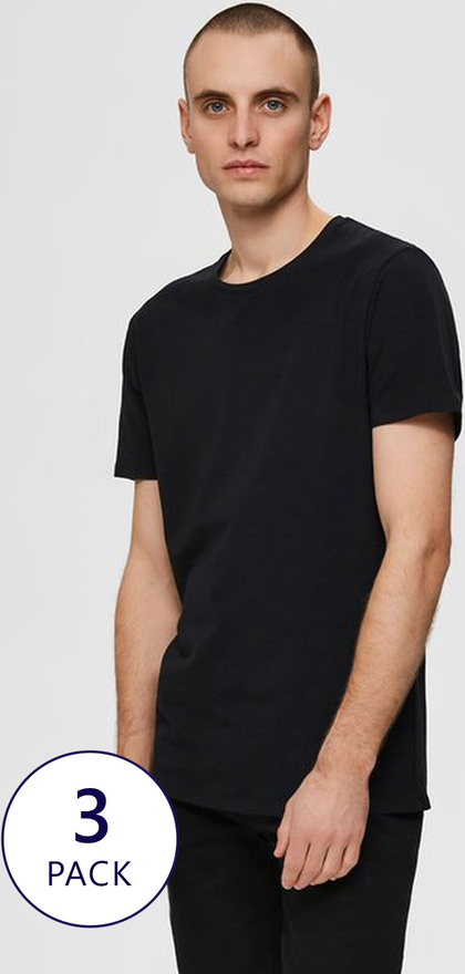 Czarny t-shirt Selected Homme z krótkim rękawem