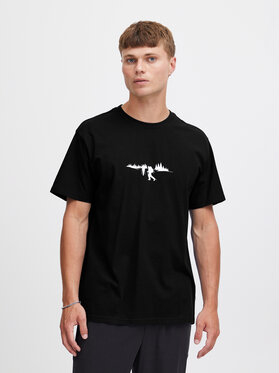 Czarny t-shirt Solid w młodzieżowym stylu