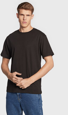 Czarny t-shirt Solid z krótkim rękawem