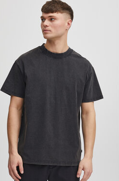 Czarny t-shirt Solid z krótkim rękawem w stylu casual