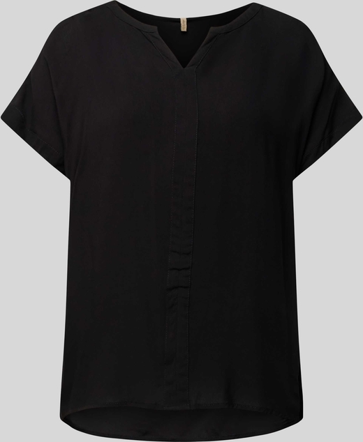 Czarny t-shirt Soyaconcept z dekoltem w kształcie litery v w stylu casual