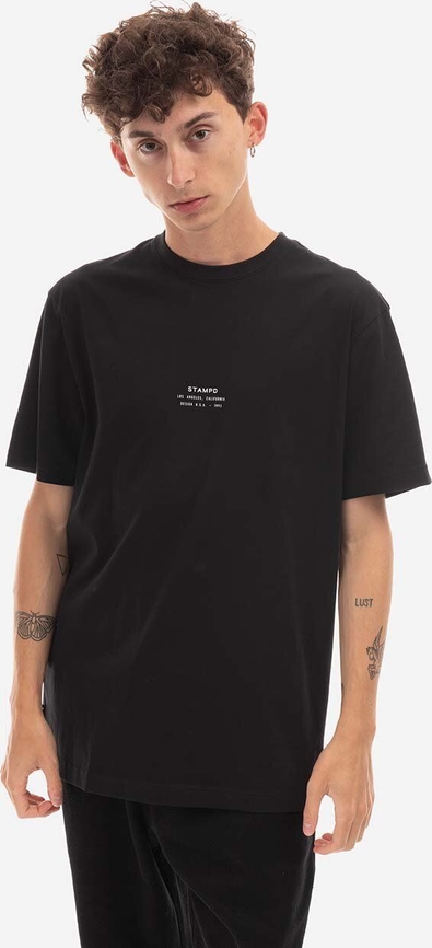 Czarny t-shirt Stampd z krótkim rękawem z bawełny
