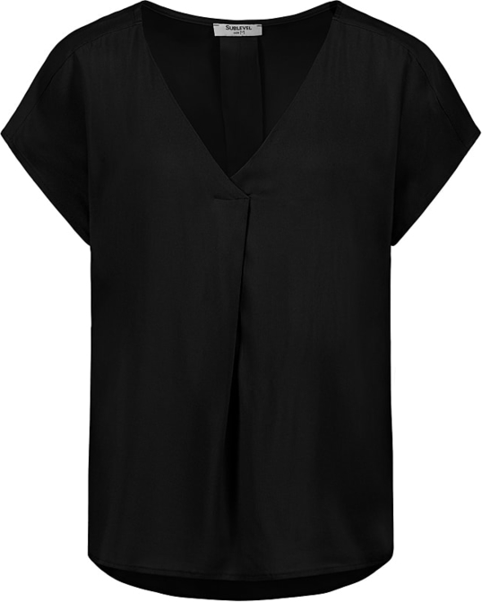 Czarny t-shirt SUBLEVEL z krótkim rękawem w stylu casual