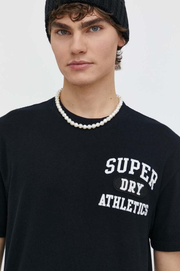 Czarny t-shirt Superdry z bawełny