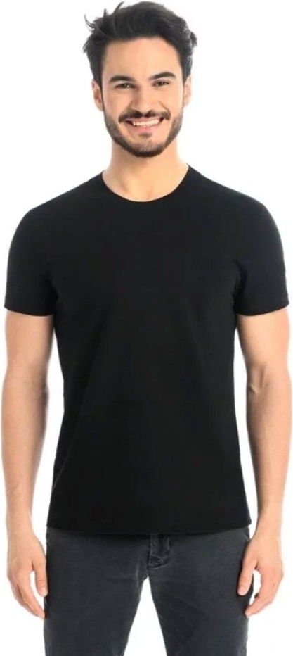 Czarny t-shirt Teyli z bawełny w stylu casual z krótkim rękawem