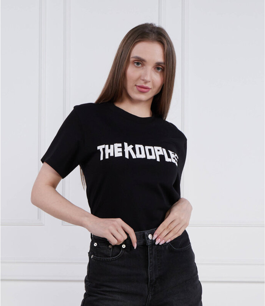 Czarny t-shirt The Kooples z bawełny w młodzieżowym stylu