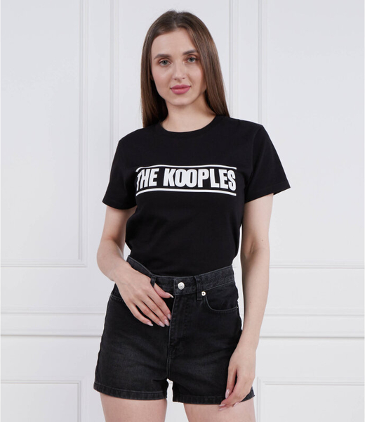 Czarny t-shirt The Kooples z krótkim rękawem z bawełny