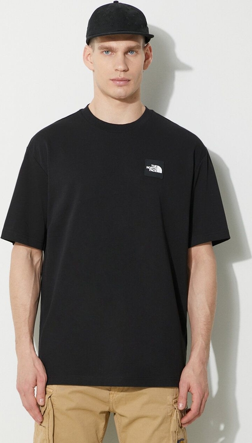 Czarny t-shirt The North Face z bawełny w sportowym stylu z krótkim rękawem