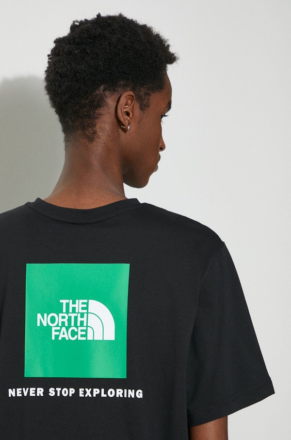 Czarny t-shirt The North Face z bawełny z krótkim rękawem z nadrukiem