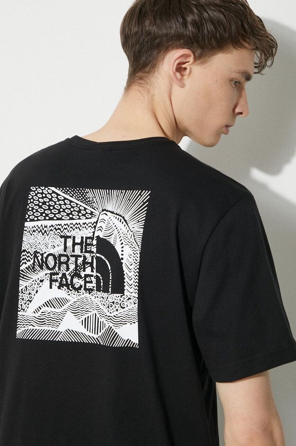 Czarny t-shirt The North Face z nadrukiem z bawełny