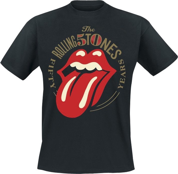 Czarny t-shirt The Rolling Stones z krótkim rękawem z bawełny