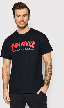 Czarny t-shirt Thrasher w młodzieżowym stylu z krótkim rękawem